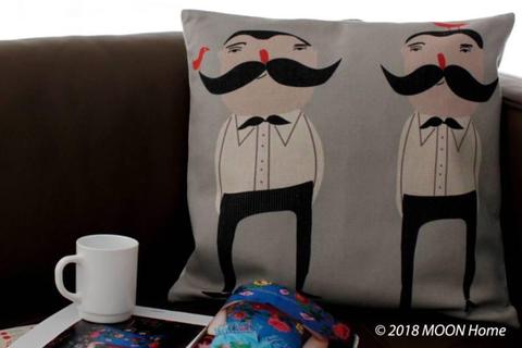NEW Stylish moustache men comedy duo designer cushion with insert