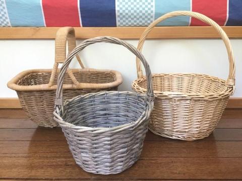 Cane baskets for hampers, toy storage, home decor
