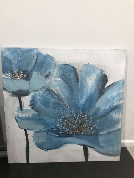 Modern Teal blue Canvas Painting large