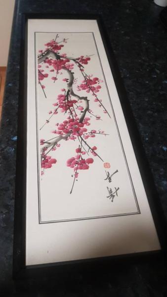 Art Chinese blossom painting wall framed watercolour