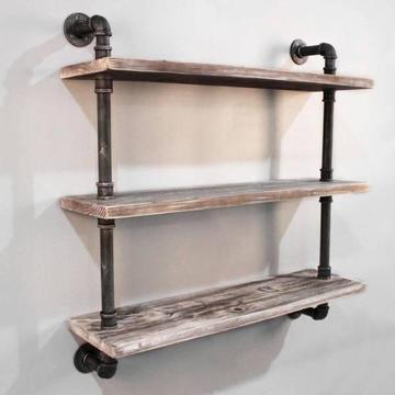 3 Level Rustic Industrial DIY Pipe Shelf Vintage Floating Shelv