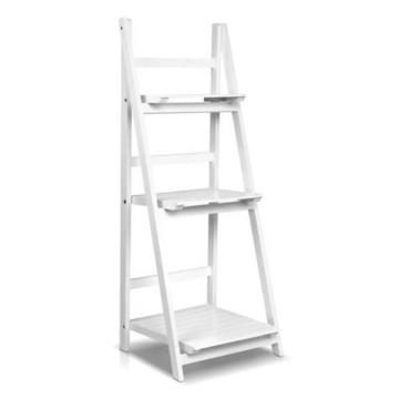 Wooden Ladder Book Shelves Display Shelving Storage 3Shelf Tier