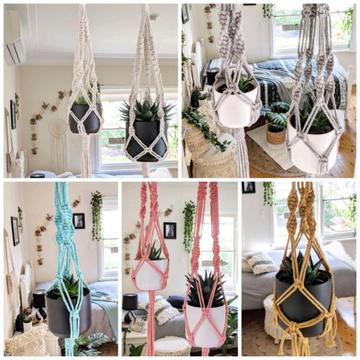 Macrame Plant Hangers ( Various Colours) - Small, Large or Duo