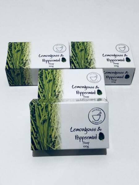 Lemongrass and Peppermint Soap x 4 or 8 Bars ANOKHA HERBALS brand