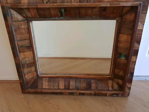 Rustic solid timer mirror 90x75cm NEW