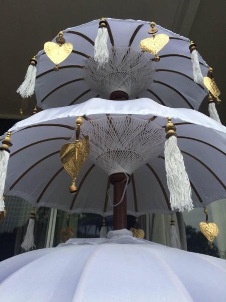 Authentic White Bali Triple Tier Temple Umbrella