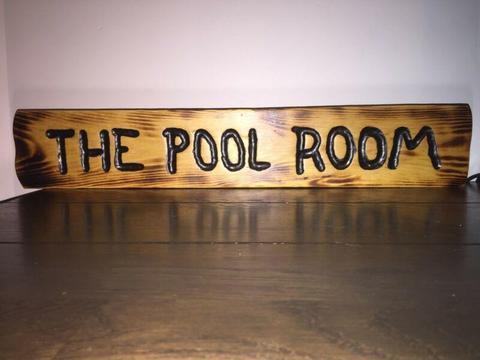 Custom Hand Made Wooden Sign (THE POOL ROOM)