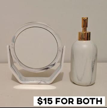 Marble Mirror and Soap Dispenser