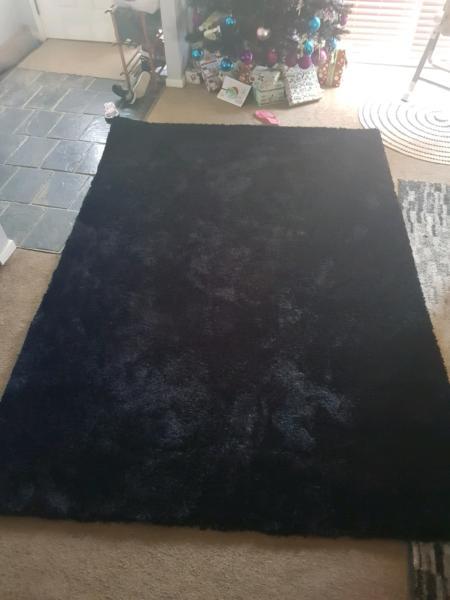 Black shag rug