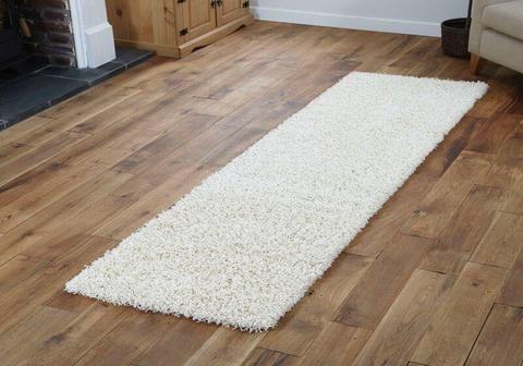 Cream hall runner shag rug