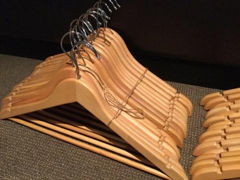 15 coat hangers light wooden wood