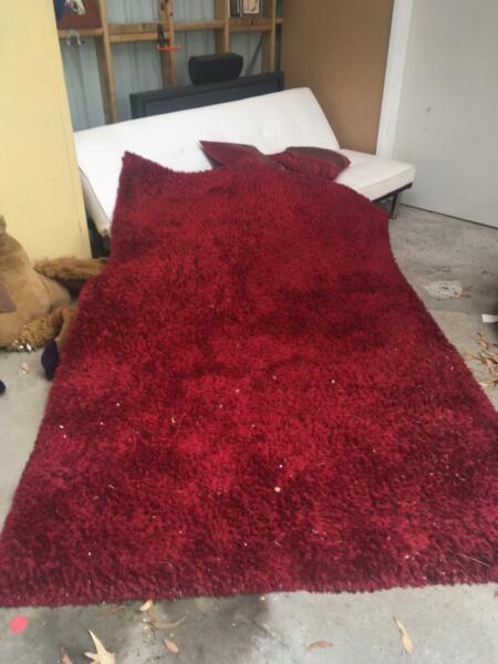 Large floor rug red