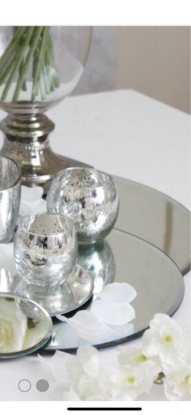 Round mirror candle plate's