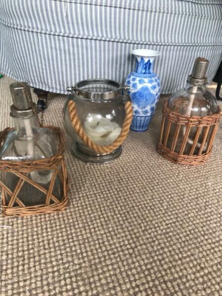 Hamptons style decor lanterns and vase