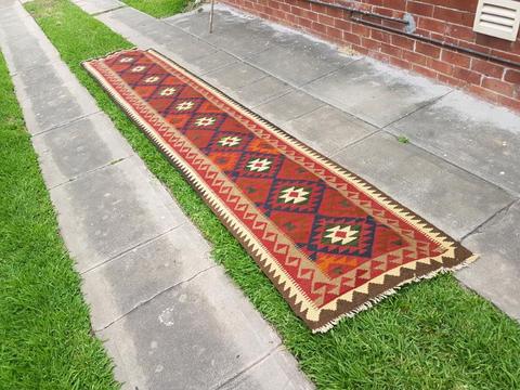 Hand knotted wool hall runner persian rug 4m x 84cm kilim