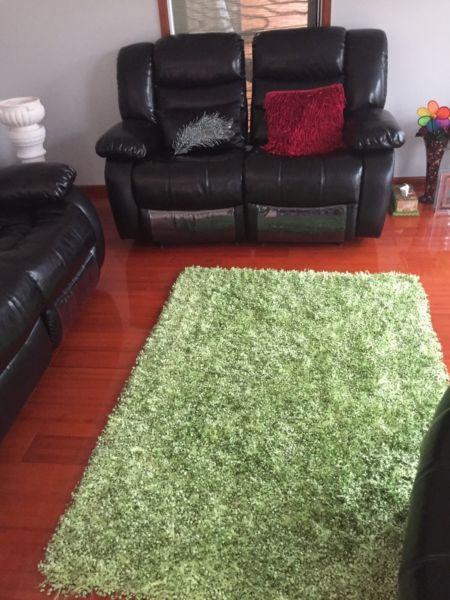 Shaggy Carpet Rug Lime Green with Black Spots
