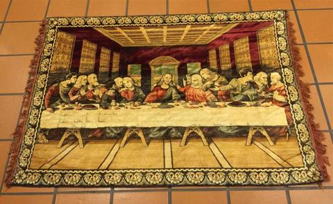 UNIQUE VINTAGE WALL RUG MURAL LAST SUPPER ABSOLUTELY STUNNING