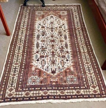 PERSIAN handmade 100% WOOL SILK rug stunning browns earthy old