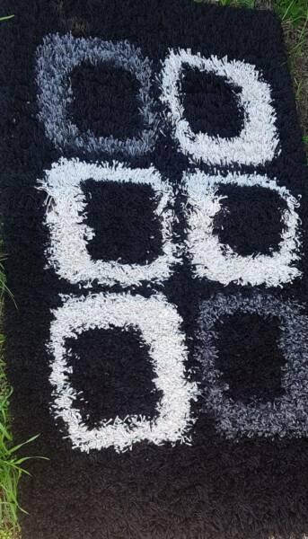 Merinos Shaggy 80x150 Rug Carpet Black White Floor Rug