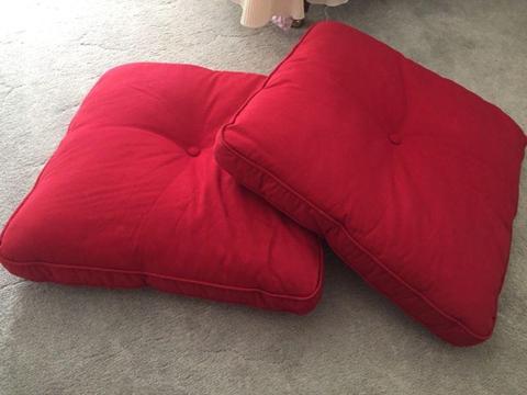 2 Large red cushions