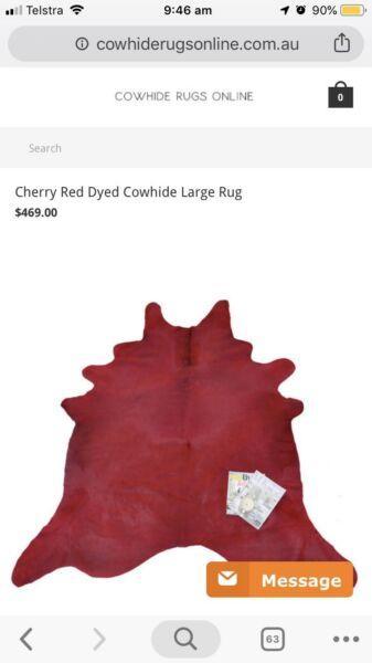 GENUNINE LEATHER Cherry Red Dyed Cowhide PRICED TO SELL QUICK!!!!