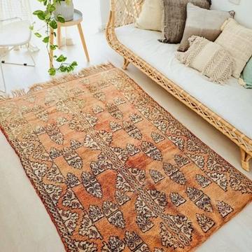 MIRAY VINTAGE FADED OCHRE APRICOT MOROCCAN RUG