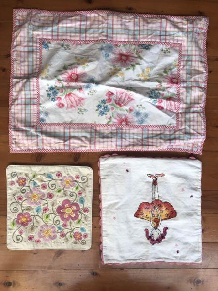 3 new girls embroidered cushion covers pillowcase Ballerina Flowers