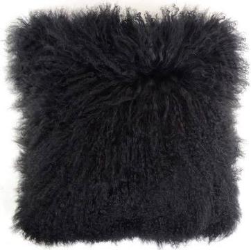New black Mongolian lambswool cushion 50cmx50cm