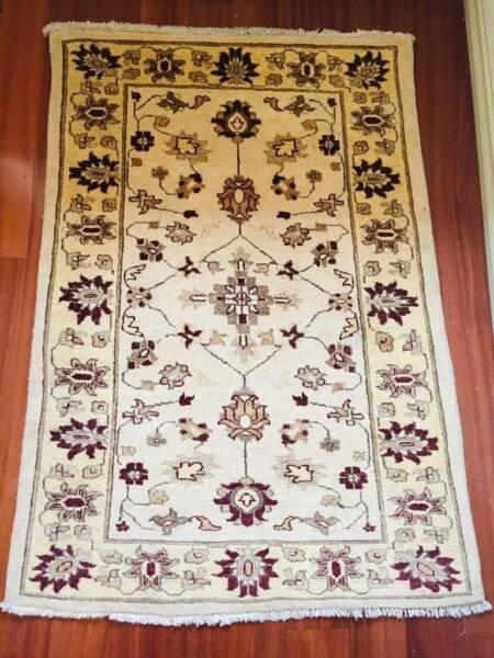 Traditional Floor Rug- Biege with brown floral pattern