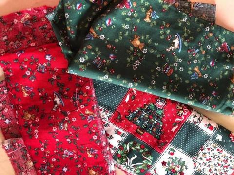 3 Pieces CHRISTMAS FABRIC - craft sewing
