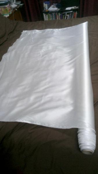 White Stretch Satin Fabric 7 m roll