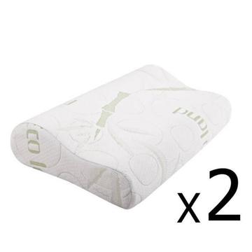 2 x Contour Memory Foam Pillow Eco-Friendly Bamboo Fabric Cover