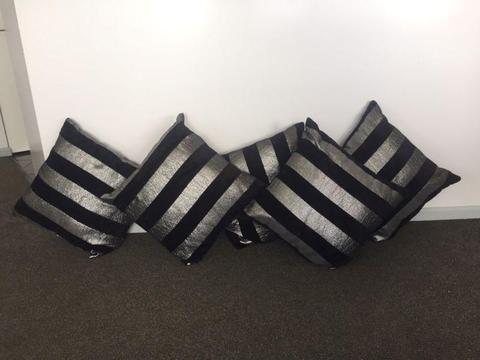 5x Silver & Black Cushions