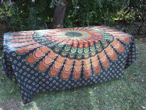 Table Cloth - Bohemian Night Peacock Square Handmade