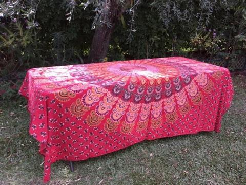Bohemian Sunset Peacock Square Table Cloth Handmade