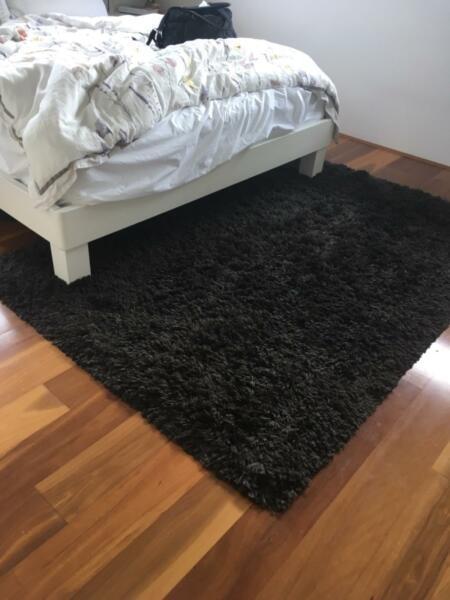 IKEA dark brown/charcoal high pile floor rug, 140 x 190 cm