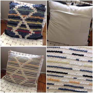 Large colourful retro woollen cushion cover