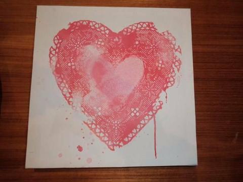 Square Canvas Print Pink Heart 28 cm x 28 cm