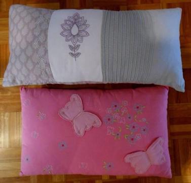 2 x Embroidered Oblong Cushions in VGC removable covers $5 @