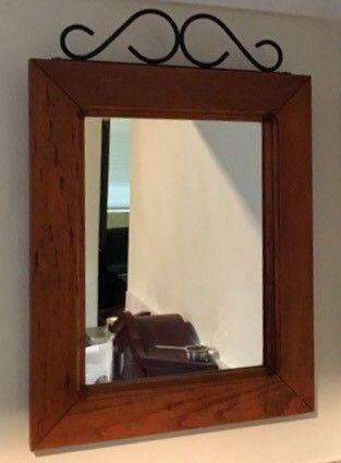 Solid wood and wrught Iron accent rectangle mirror