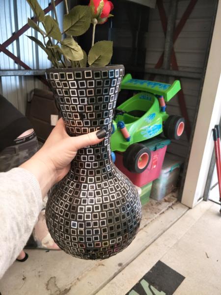 Storage unit Clear out - Black Mosaic Mirrored Vase
