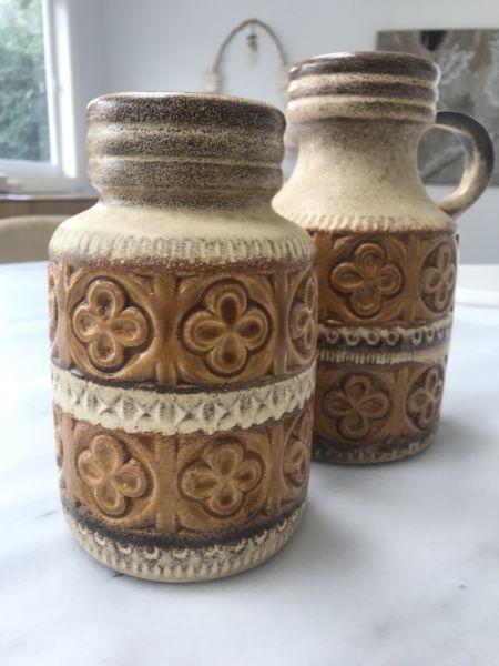 Retro Mid-Century West Germany Pottery x2 Vase/Pot (collectors items)