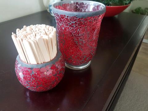 Mosaic Candle holders-Red
