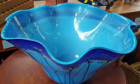 Large Blue Glass Bowl $ 35 Sale Price