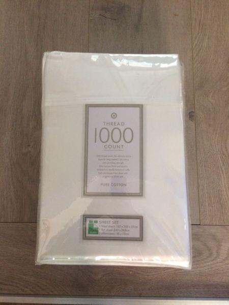 Sheet set 1000 thread count pure cotton QUEEN - BRAND NEW free postage
