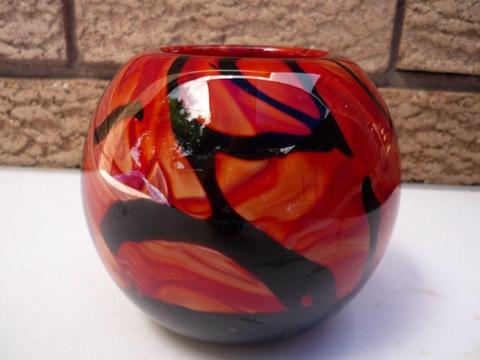 Globular art glass vase