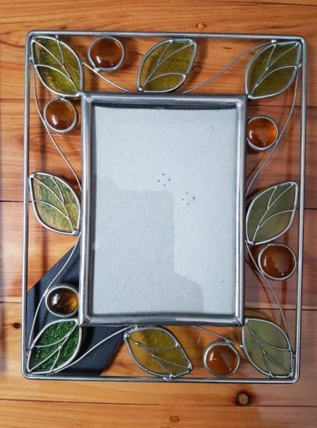 Coloured Glass Floral Photo Frame