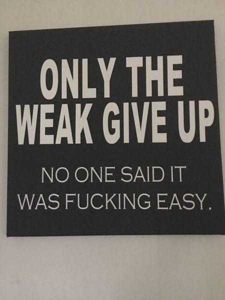 Canvas frame only the weak give up 50cm x 50 cm