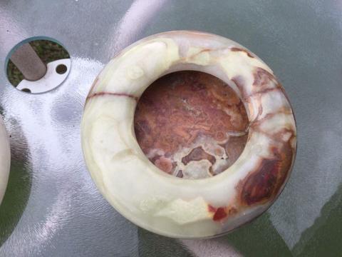 pair Italian onyx marble ashtrays / decorative bowls