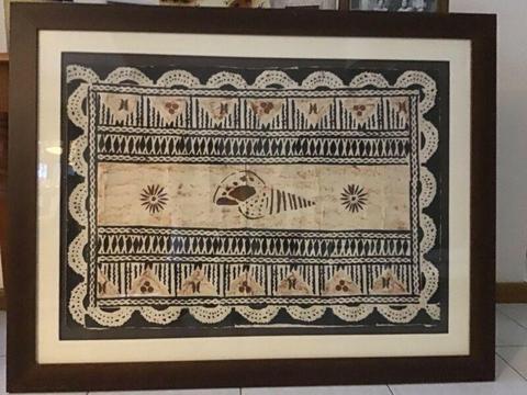 Original Fijian art work in timber frame